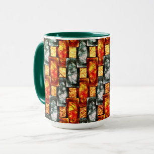 Taza Placas rectangulares rojas talladas y manchadas