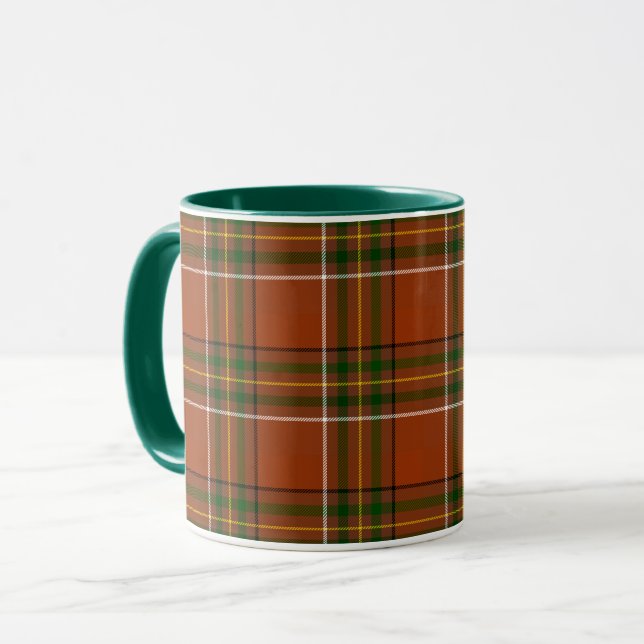 Taza Plaid de Tierra Marrón Tartán (Anverso izquierdo)
