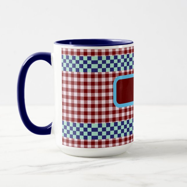 Taza Plaid Gingham Personalizado (Izquierda)