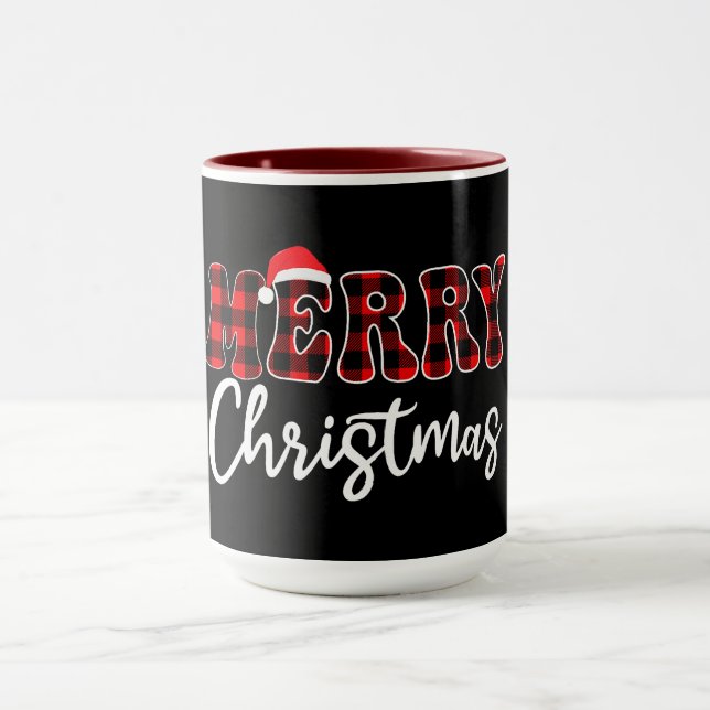Taza Plaid MERRY Design with Santa Hat  (Centro)