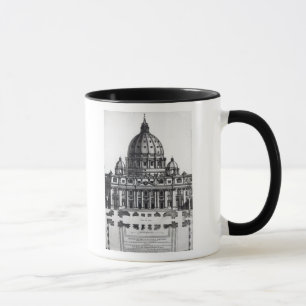 Taza Plan de San Pedro, Roma, grabada cerca