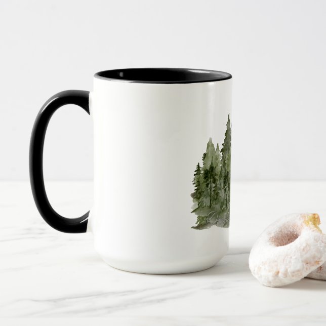 Taza Plan de Sueños Hacer Bosque Acuarela (Con donut)