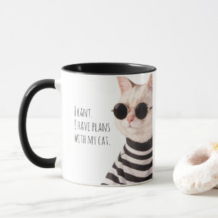 Taza Planes Divertidos Con Mi Gato Dibujo Bonito Tipogr