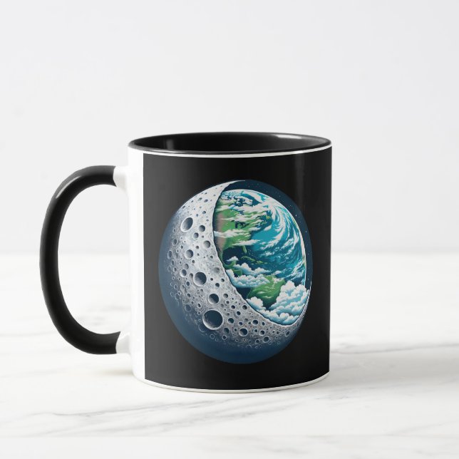 Taza Planeta Tierra y su luna: Maravilla celeste (Izquierda)