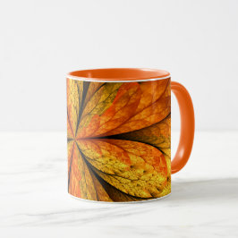 Taza Planta de otoño, hoja de arte fractal abstracta mo