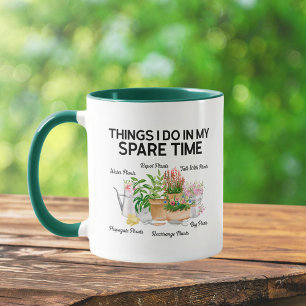 Taza Planta floral acuarela cita divertida jardinería