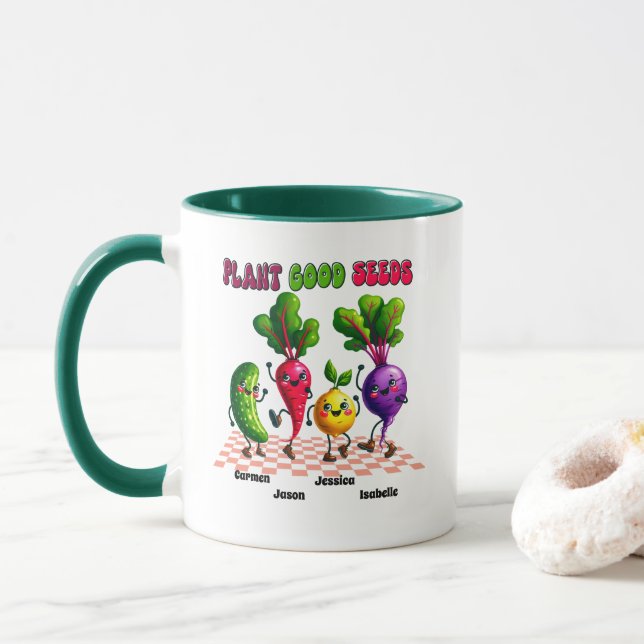 Taza PLANTA LUMINOSA BUENA SEMILLA Personalizado 4 Niño (Con donut)