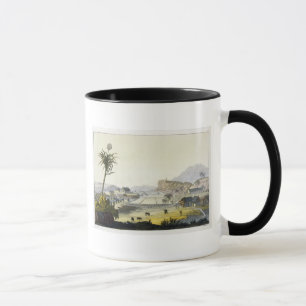 Taza Plantación del azúcar, Antillas (grabado del