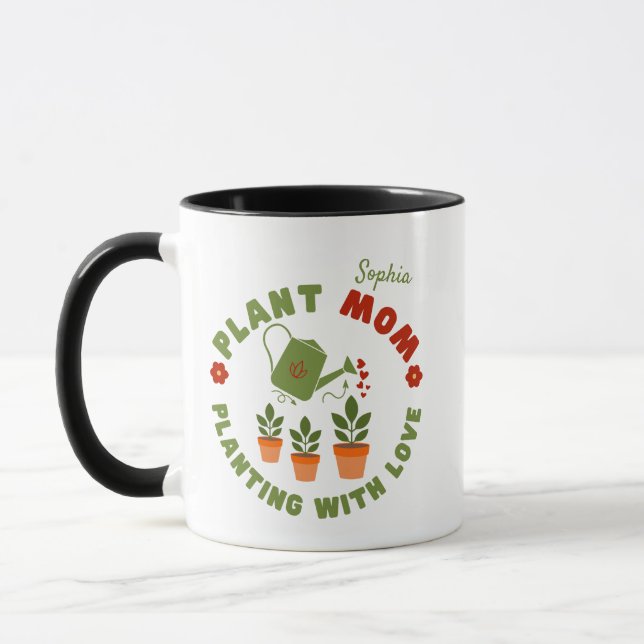 Taza Plantar a mamá con amor personalizado (Izquierda)