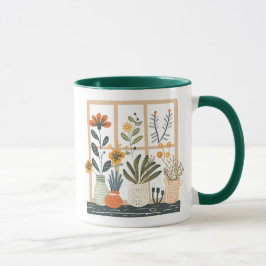 Taza Plantas posadas en el café de la ventana