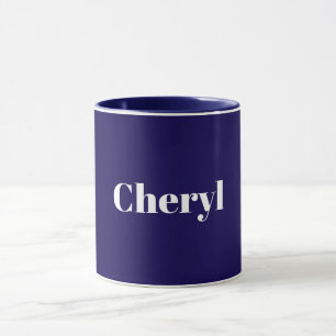 Taza Plantilla azul marino, texto blanco, personalizabl
