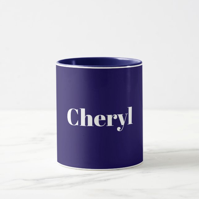Taza Plantilla azul marino, texto blanco, personalizabl (Centro)