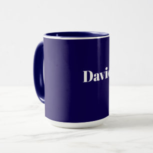 Taza Plantilla azul marino, texto blanco, personalizabl