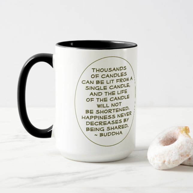 Taza Plantilla de Buddha Cita Fotografía de vida fija (Con donut)