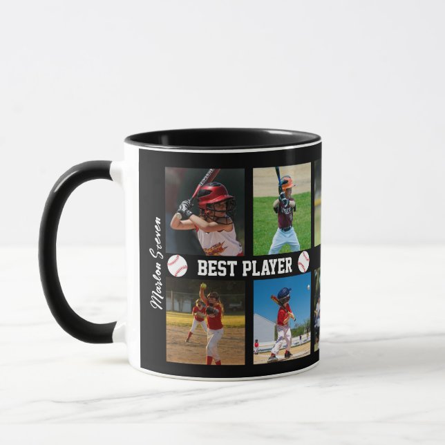 Taza Plantilla de collage de fotos de béisbol Bloque de (Izquierda)