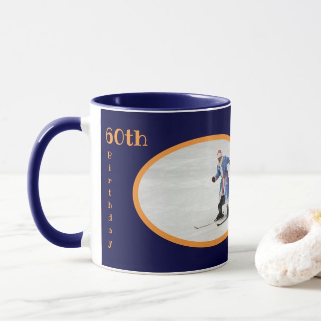 Taza Plantilla de foto de texto de cumpleaños número 60 (Con donut)