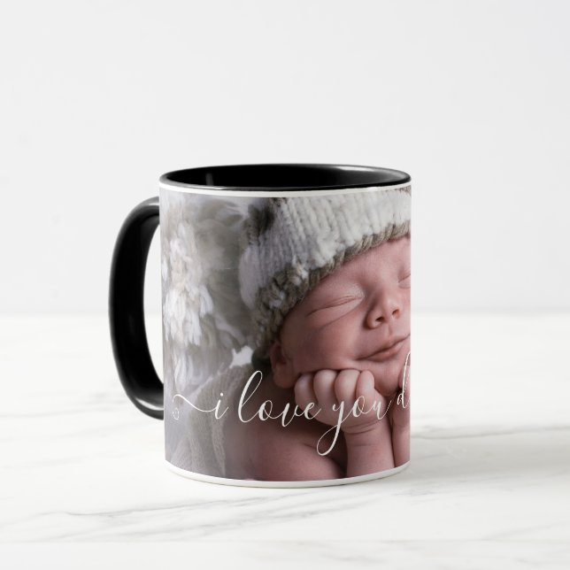 Taza Plantilla de fotografía personalizada I Love You D (Anverso izquierdo)