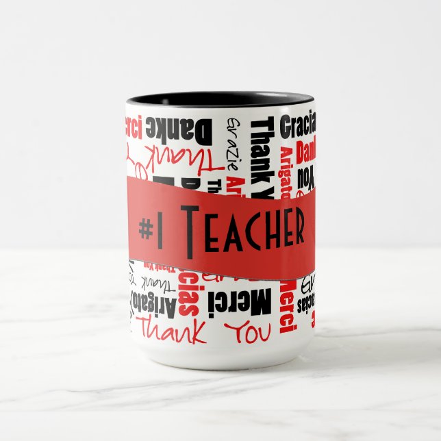 Taza Plantilla de nube de palabras de agradecimiento ro (Centro)