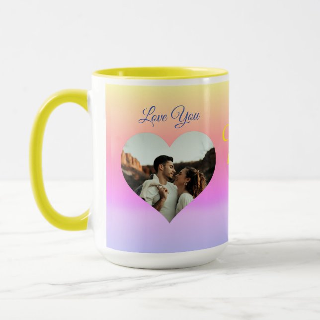 Taza Plantilla de Photo Heart Pareja de Amanecer (Izquierda)