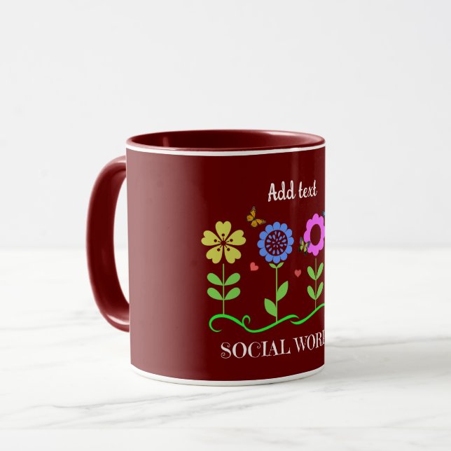 Taza PLANTILLA de trabajador social, personalizar, (Anverso izquierdo)