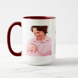 Taza Plantilla de tres fotos familiares personalizada