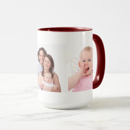 Taza Plantilla de tres fotos familiares personalizada