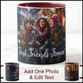 Taza Plantilla de una foto con Mejores Amigos con Texto