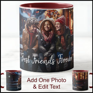 Taza Plantilla de una foto con Mejores Amigos con Texto