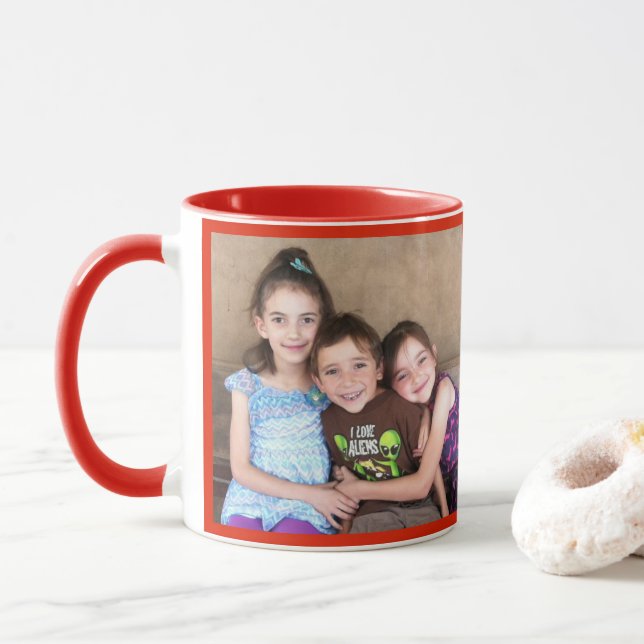 Taza PLANTILLA FOTOGRÁFICA personalizada Rojo Regalo Ca (Con donut)