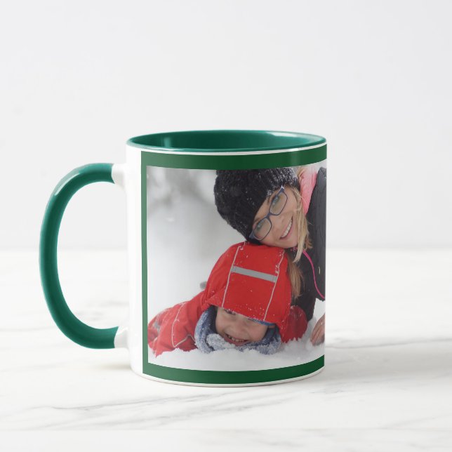 Taza Plantilla fotográfica personalizada verde regalo c (Izquierda)