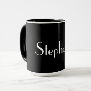Taza Plantilla Monograma Regalo blanco negro blanco 202