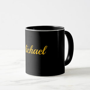 Taza Plantilla negro-negro, texto dorado,