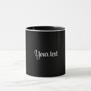 Taza PLANTILLA: negro sólido con guión blanco