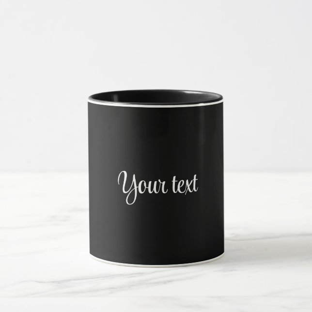 Taza PLANTILLA: negro sólido con guión blanco (Centro)