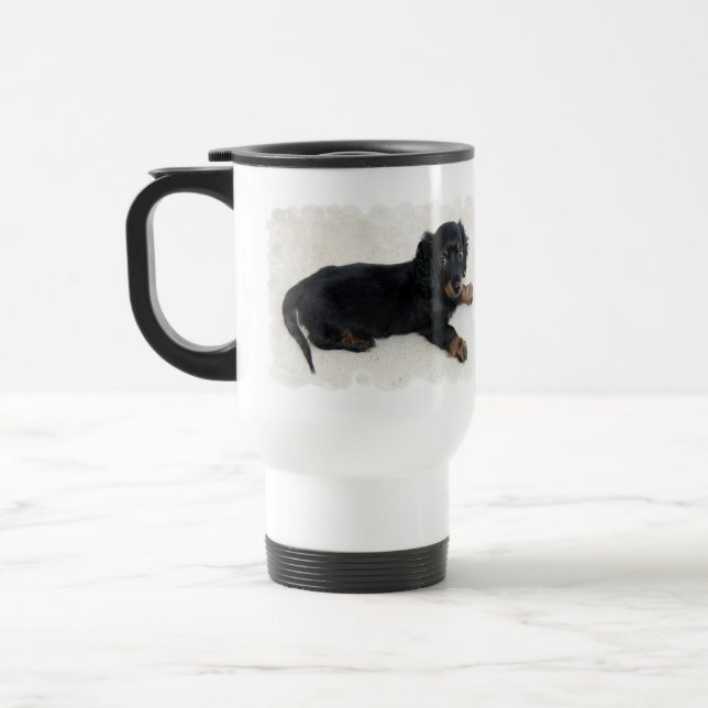 Taza plástica linda del viaje de Daschund (Izquierda)