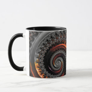 Taza Plata y Naranja Mandelbrot con esfera Mug