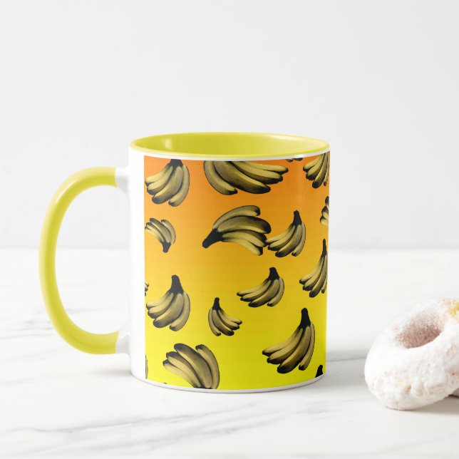Taza Plátanos amarillo dorado, (Con donut)