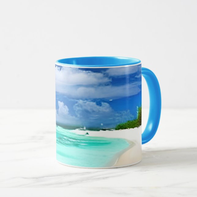 Taza Playa caribeña con un profundo cielo azul (Anverso derecho)