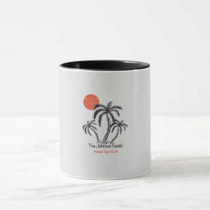 Taza Playa de la puesta de sol tropical árbol de palma