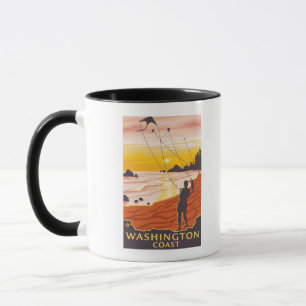 Taza Playa y cometas - costa de Washington