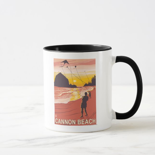 Taza Playa y Cometas - Playa de Cannon, Oregón (Derecha)