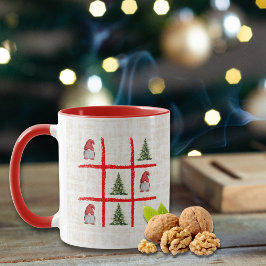 Taza Playful Christmas Trees and Gnome Tic Tac Toe Card