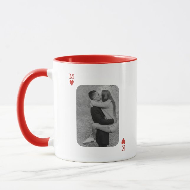 Taza Playing Card Couple Photo Romantic Love Heart Gift (Izquierda)