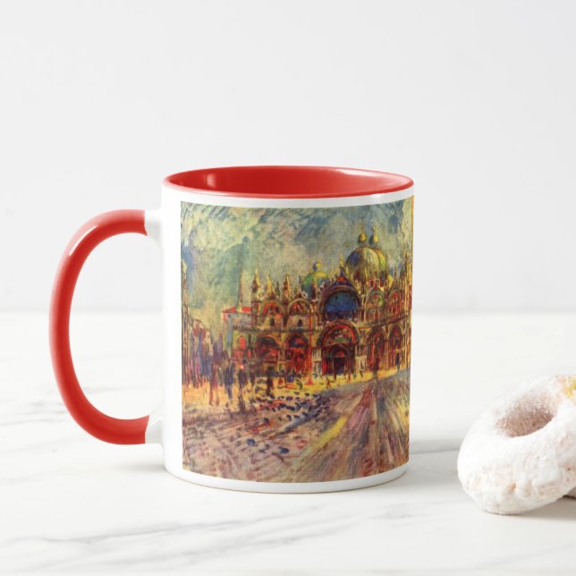 Taza Plaza de San Marcos, Venecia de Pierre Renoir (Con donut)