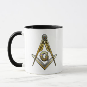 Taza Plaza masónica y brújulas