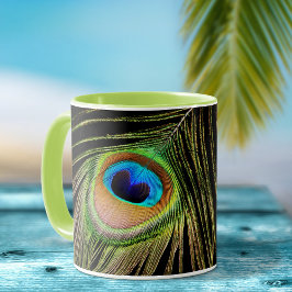 Taza Plumaje de pavo real glamuroso negro