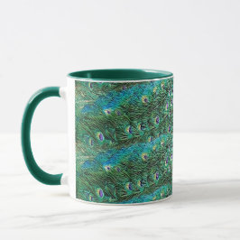 Taza Plumas de pavo real, abstractas - patrón en acríli
