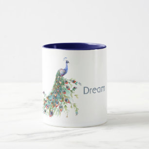 Taza Plumas de Pavo Real Verde Azul