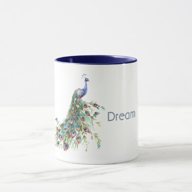 Taza Plumas de Pavo Real Verde Azul (Centro)