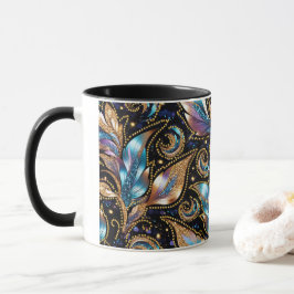 Taza Plumas ornamentales con cuentas de oro